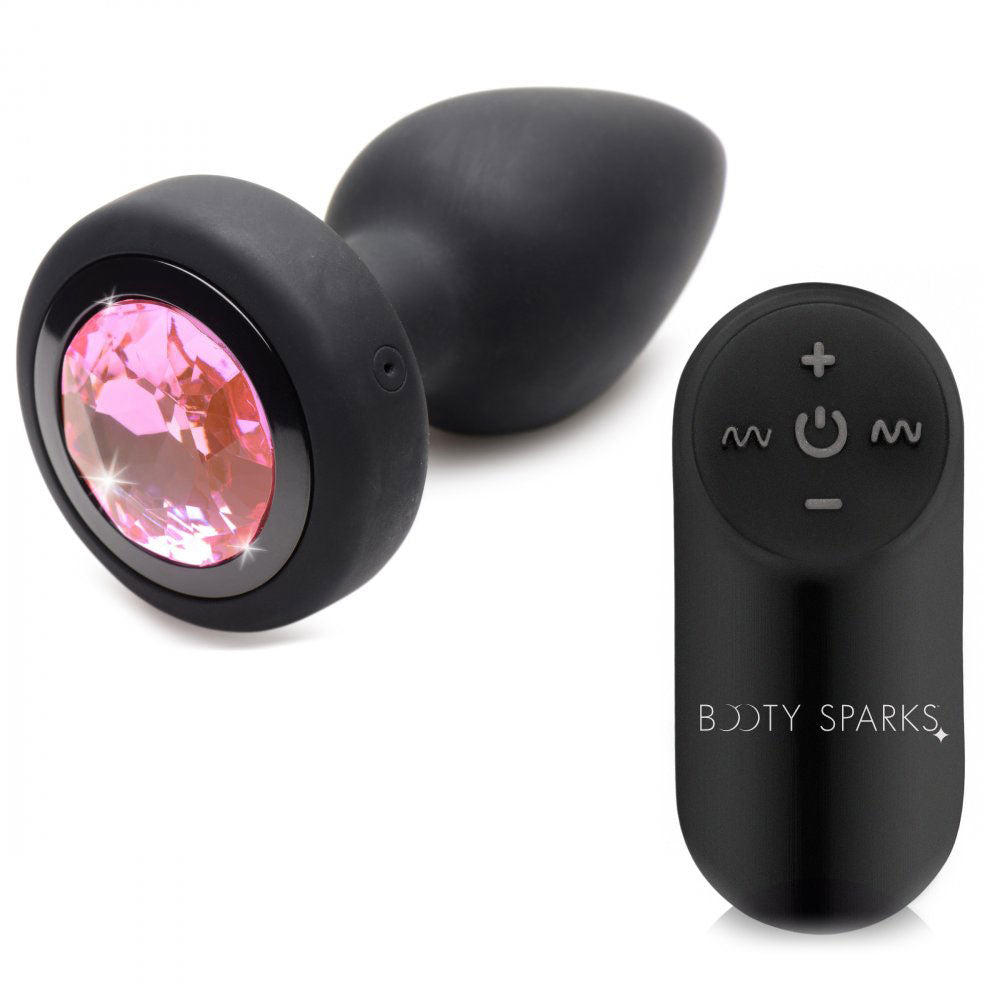 28x Silicone Vibrating Pink Gem Anal Plug With Remote - Small BTYS-AG965-SML