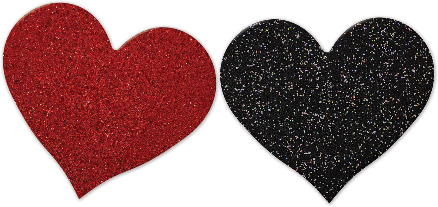 Nipplicious - Heart Shape Pasties - Glitter - Red and Black HTP3339