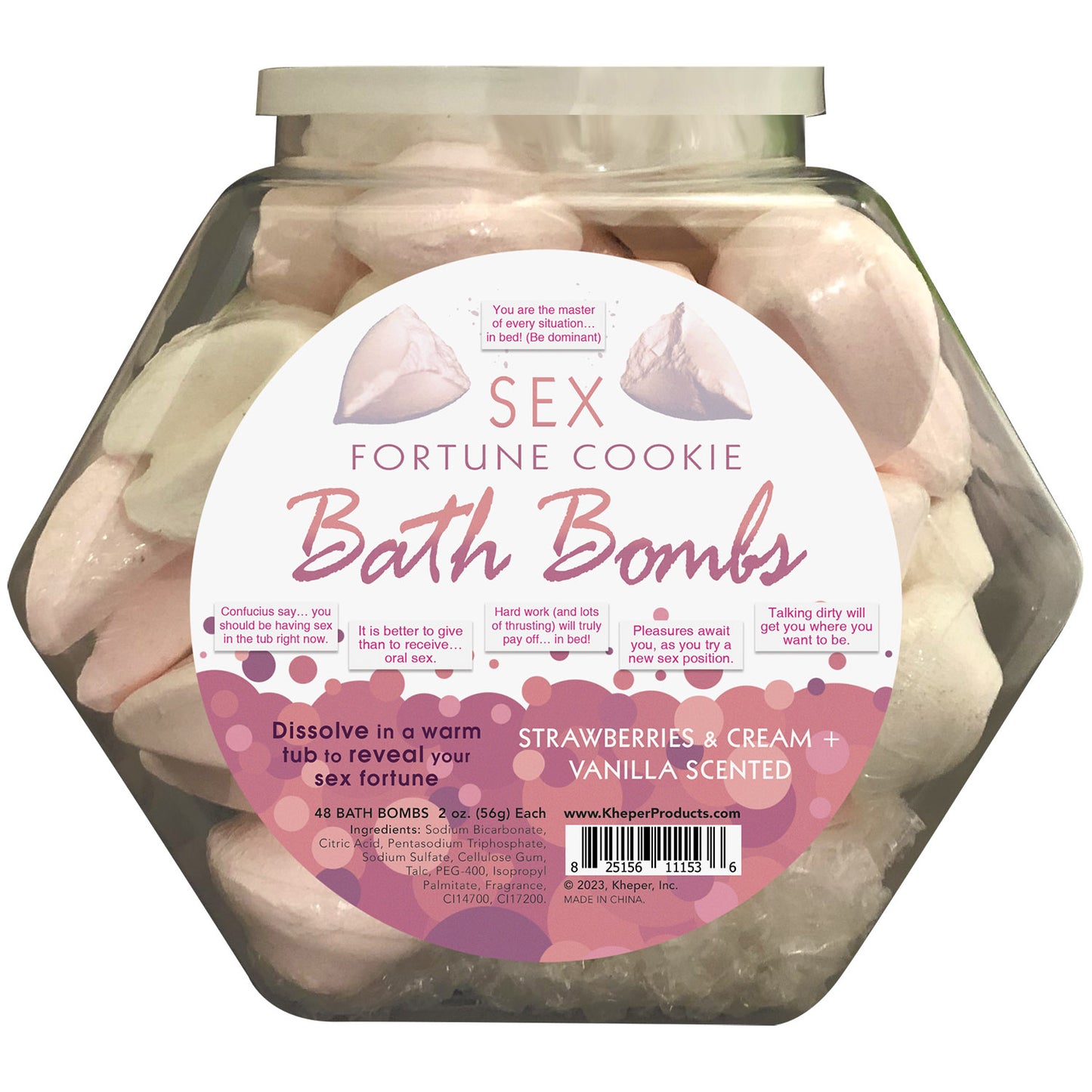 Sex Fortune Cookie Bath Bomb Fishbowl Display of 48 Units - Strawberry Cream and Vanilla KG-BGR33FB