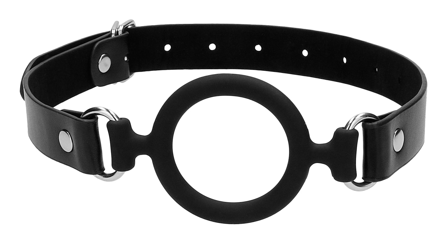 Silicone Ring Gag With Adjustable Bonded Leather Staps - Black OU-OU679BLK