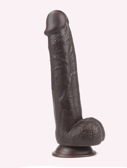 Get Lucky 9 Inch Real Skin Dildo - Dark Brown TMN-GL-0619