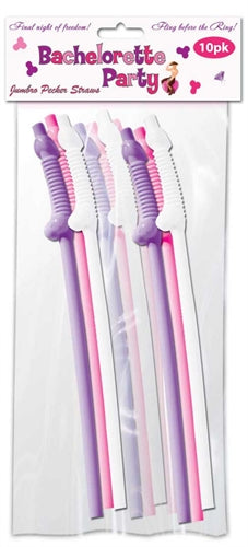 Bachelorette Party Jumbo Flexy Pecker Straws  10 Pack HTP2501