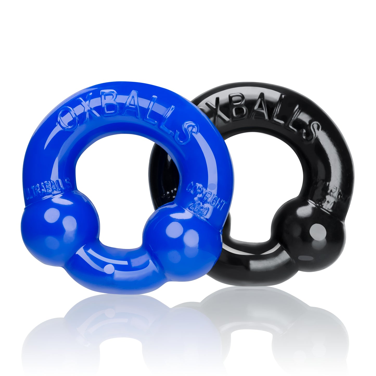 Ultraballs 2- Piece Cockring Set - Black &  Police Blue OX-3010-BPB