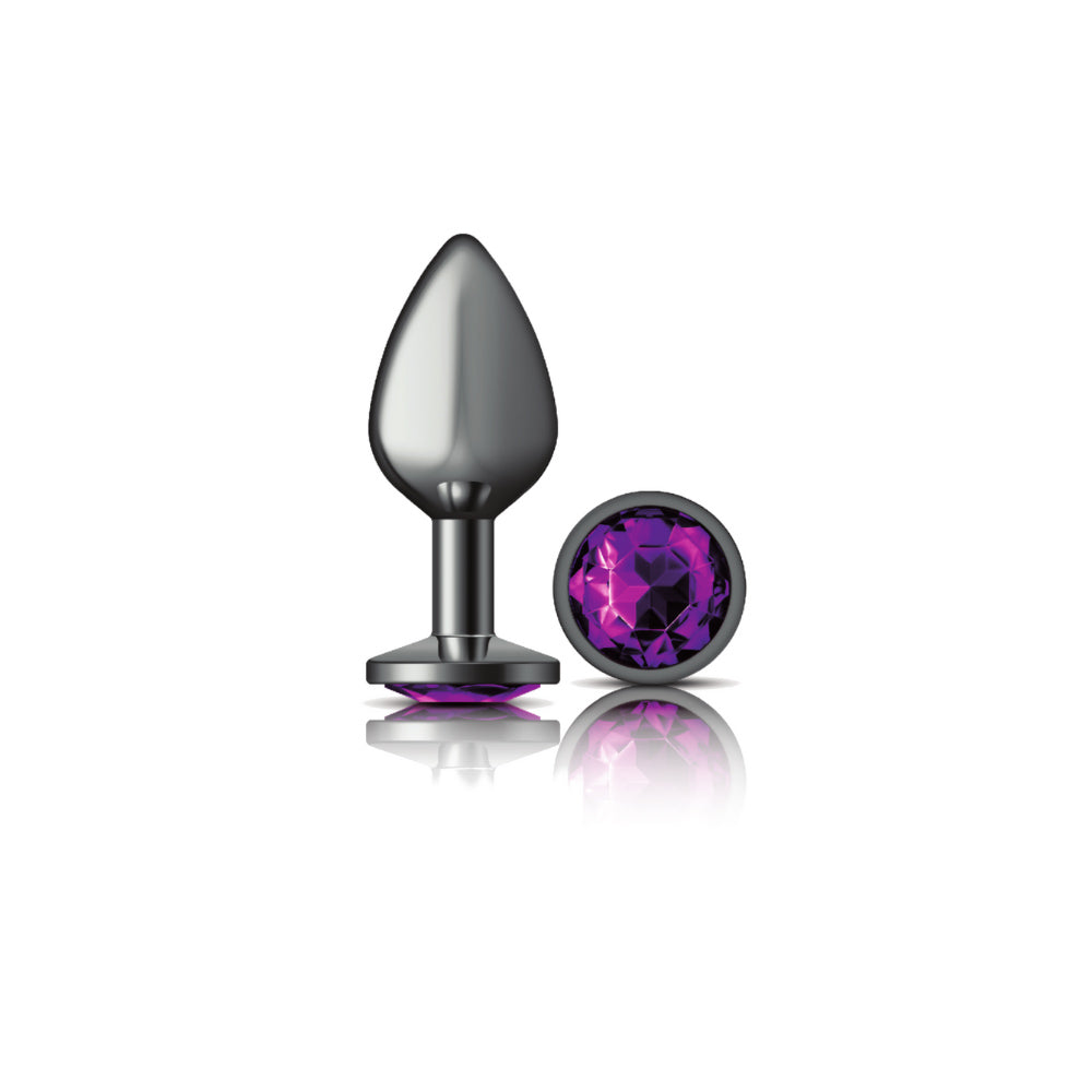 Cheeky Charms-Gunmetal Metal Butt Plug- Round-Deep Purple-Medium VB-CC9124