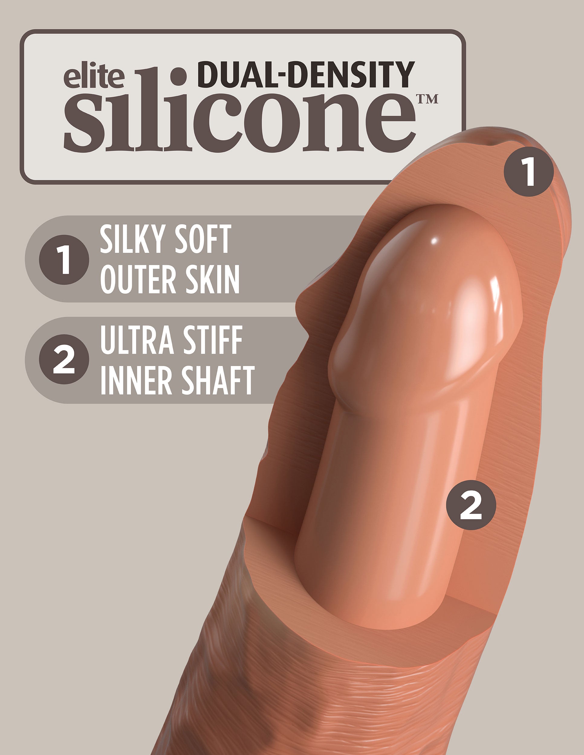 8 Inch Dual Density Vibe Silicone Cock - Tan Cock - Tan PD5778-22