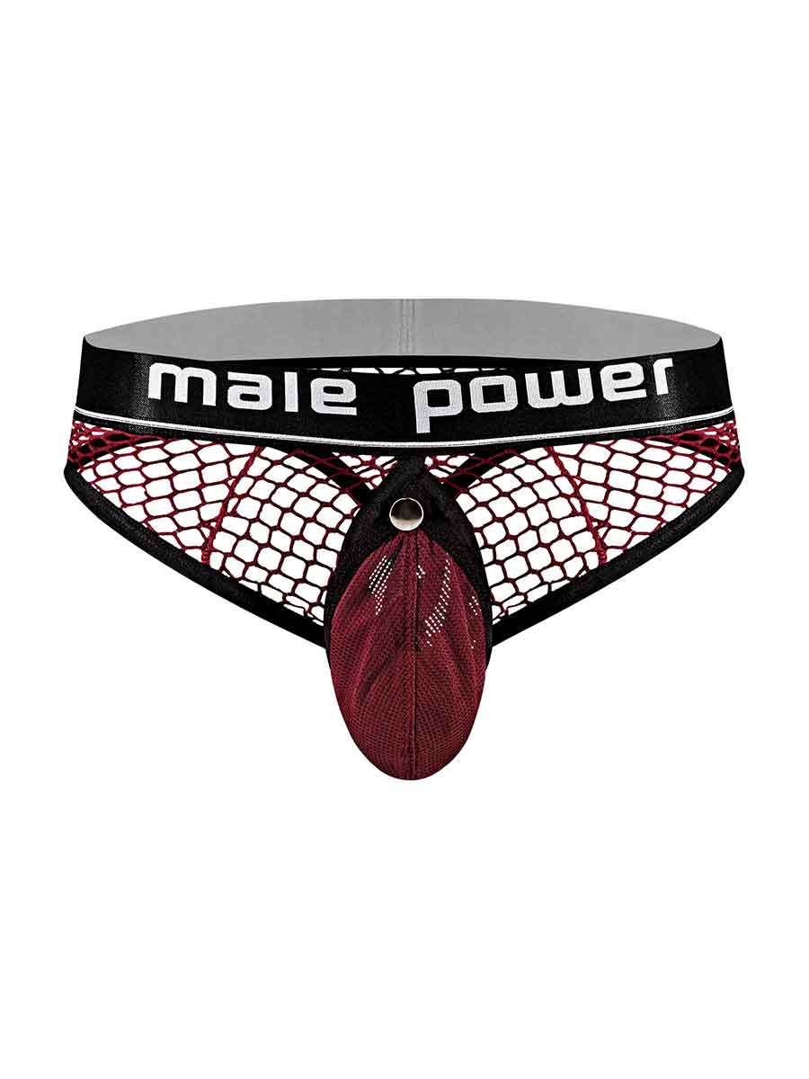 Cock Pit Net Cock Ring Thong - S/ M - Burgundy MP-410260BNSM